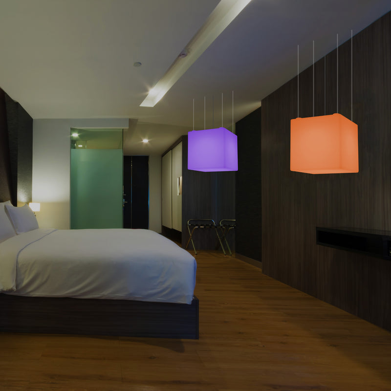 Kasseformet LED Pendlerlampe, Geometrisk SMD RGB Loftlampe, 500 mm, Stemningsbelysning