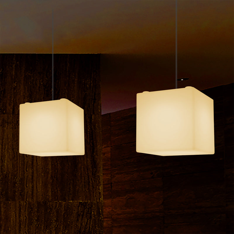 Geometrisk Loftlampe, Kubisk LED Hængelampe, 20 x 20cm, E27, Varm Hvid