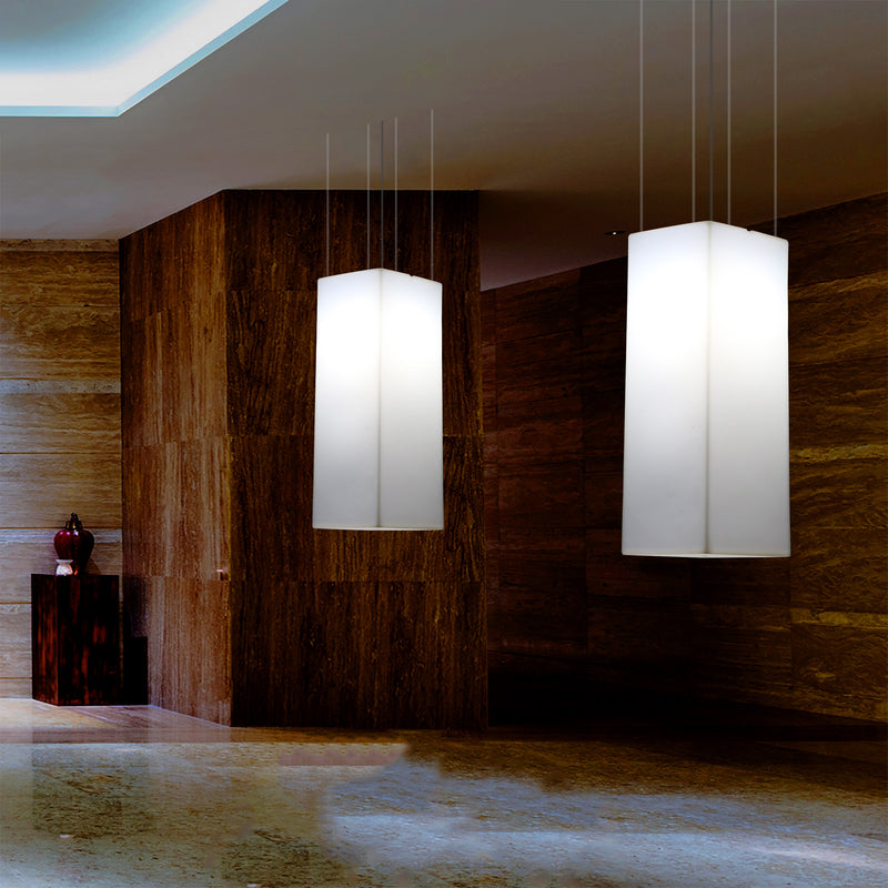 Aflang Hængelampe, Designer LED Loftlampe, 110 x 30cm, E27, Hvid