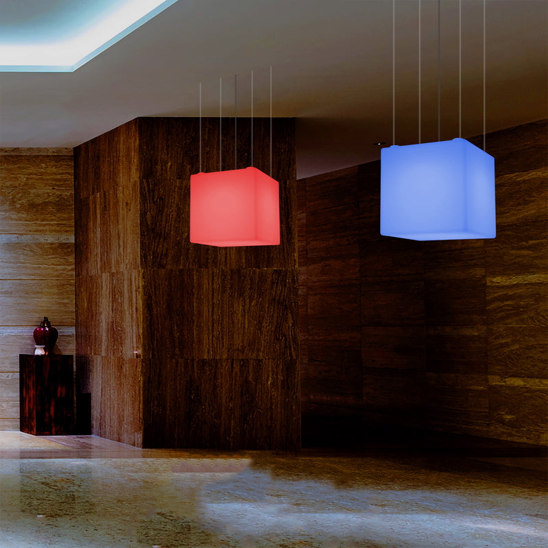Kasseformet LED Pendlerlampe, Geometrisk SMD RGB Loftlampe, 500 mm, Stemningsbelysning