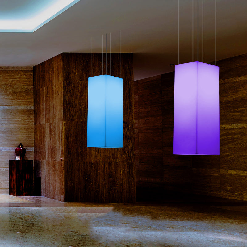 Aflang LED Loftlampe, Flerfarvet Moderne RGB Pendellampe, 80x30cm, Atmosfærisk Lampe