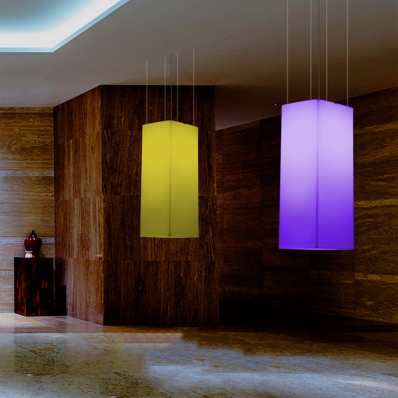 Aflang LED Loftlampe, Flerfarvet Moderne RGB Pendellampe, 80x30cm, Atmosfærisk Lampe