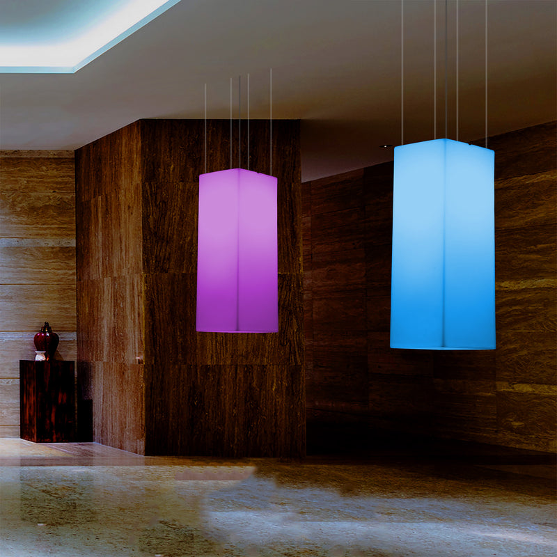 Rektangulær LED Loftlampe, Flerfarvet Aflang RGB Hængelampe, 110 x 30cm, Stemningsbelysning