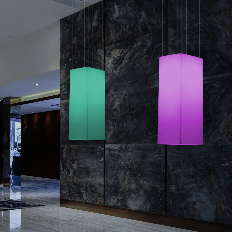 Aflang LED Loftlampe, Flerfarvet Moderne RGB Pendellampe, 80x30cm, Atmosfærisk Lampe