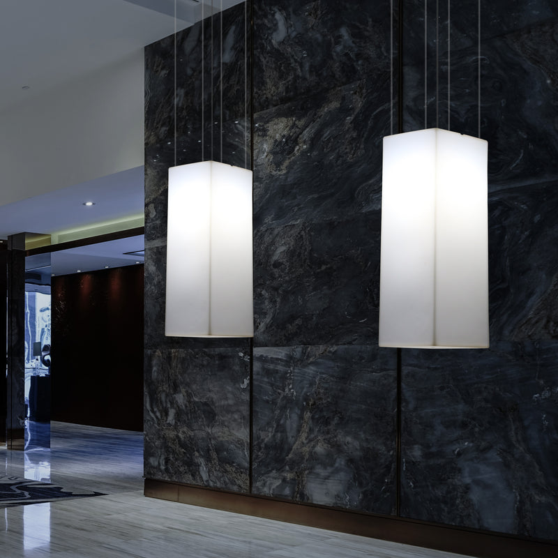 Aflang Hængelampe, Designer LED Loftlampe, 110 x 30cm, E27, Hvid