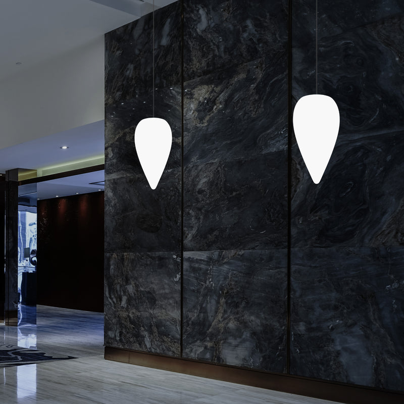 Designer LED Pendler Loftlampe, Unik Dråbeformet Istap E27 Hængelampe, Hvid, 37cm