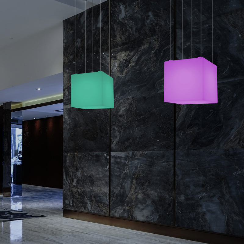Kasseform LED Pendellampe, Moderne Hængelampe, 40cm, E27, Farveændrende