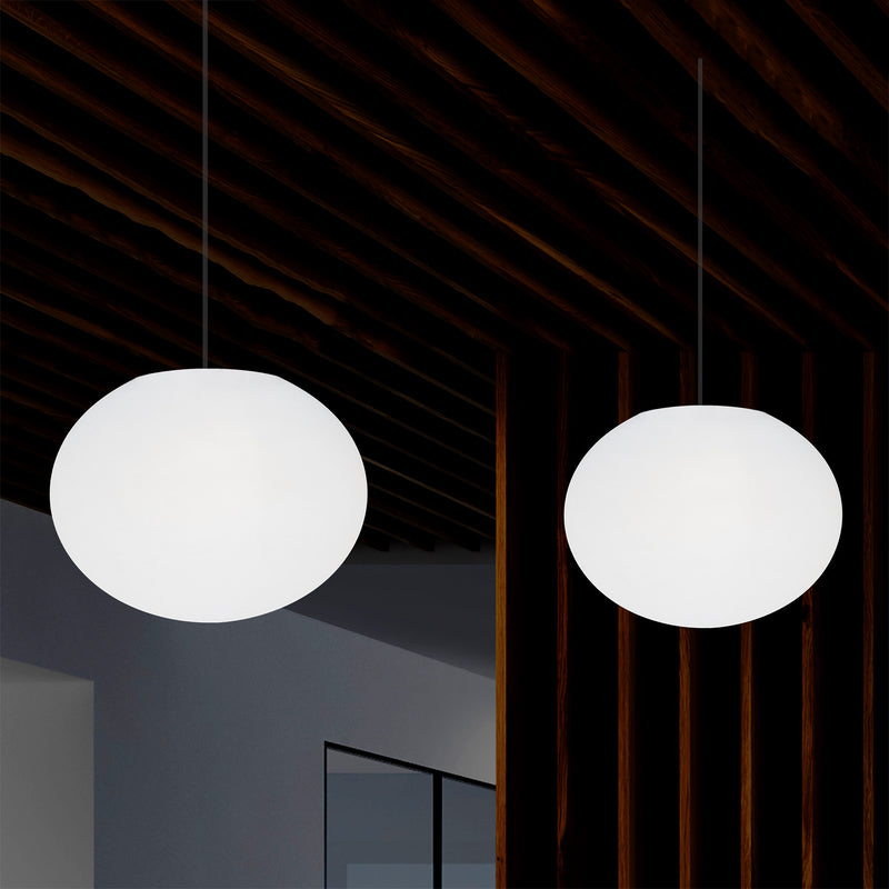 Designer LED Pendler Loftlampe, Ellipseformet Oval 3D E27 Hængelampe, 27cm Aflang Kugle