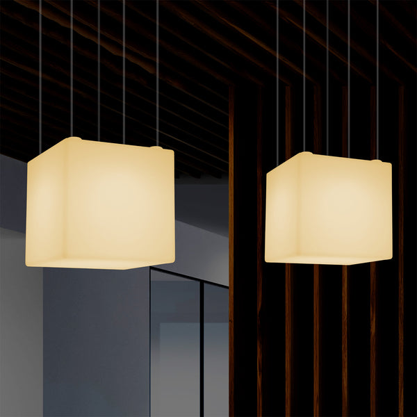 Firkantet LED Hængelampe, Geometrisk Loftlampe, 40 x 40 cm, E27, Varm Hvid