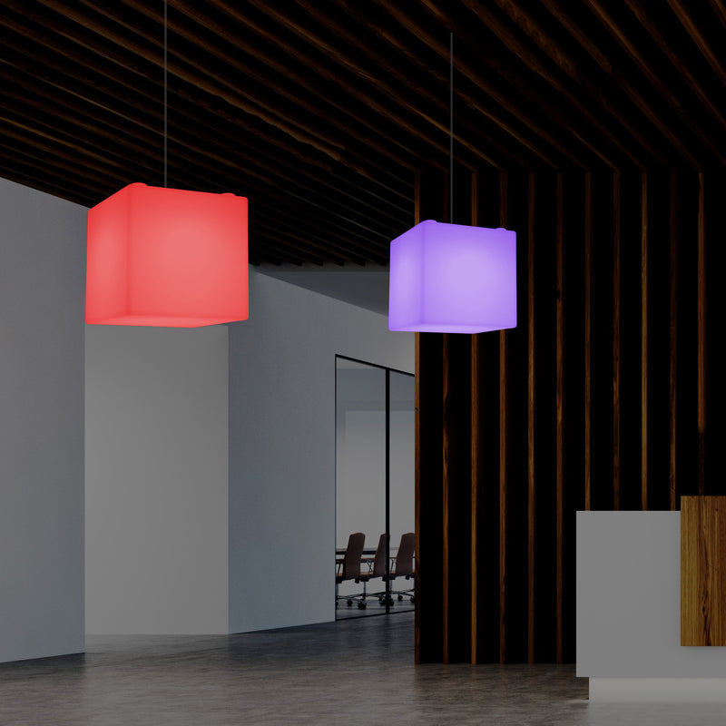 LED Pendellampe Kasseform, Farveskiftende SMD RGB Loftslampe, 300 mm, Stemningsfyldt Lys