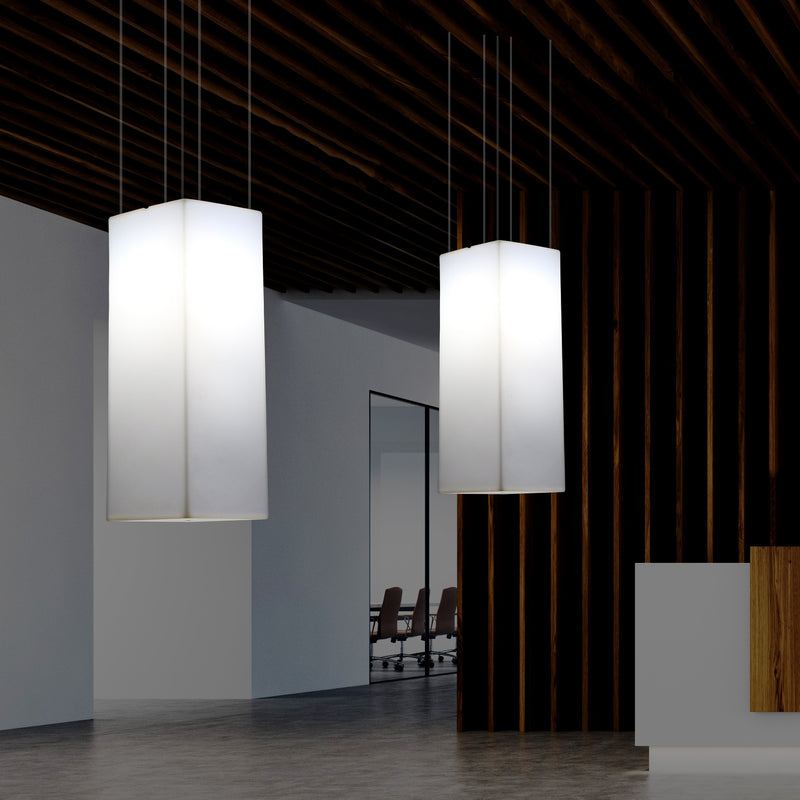 Rektangulær LED Hængelampe, Moderne Pendellampe, 80cm, E27, Hvid