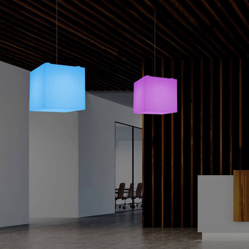 Moderne Loftlampe, Firkantet LED Hængende Lampe, 300 mm, E27, RGB