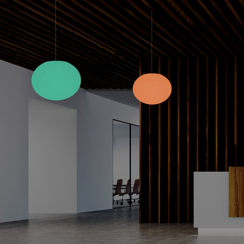 Ellipseformet Loftlampe, Oval Designer RGB Hængelampe, 27 cm, Stemningsfyldt LED Belysning