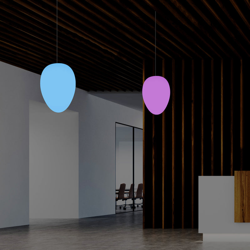 Unik LED Loftlampe, Dekorativ Æggeformet RGB Hængelampe, 37 cm, Stemningsfuldt Lys
