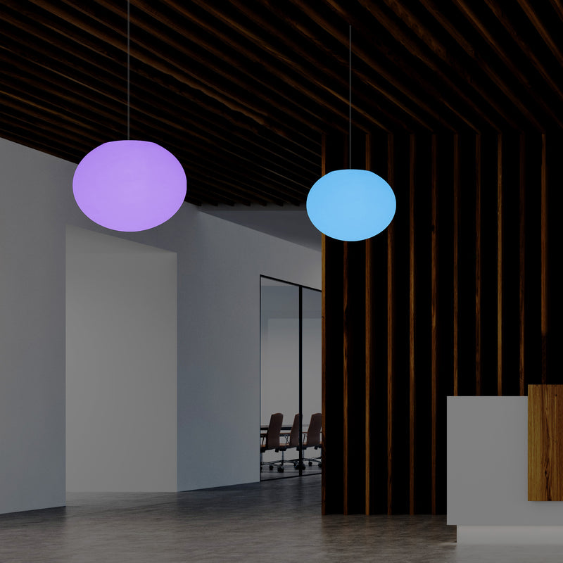 Ellipseformet Loftlampe, Oval Designer RGB Hængelampe, 27 cm, Stemningsfyldt LED Belysning