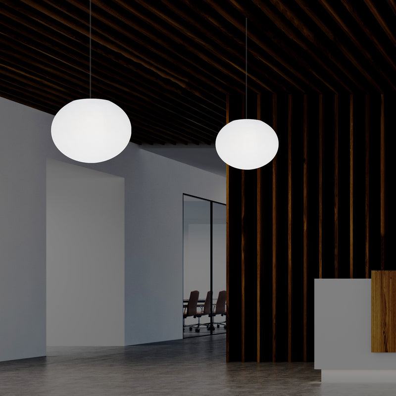 Designer LED Pendler Loftlampe, Ellipseformet Oval 3D E27 Hængelampe, 27cm Aflang Kugle