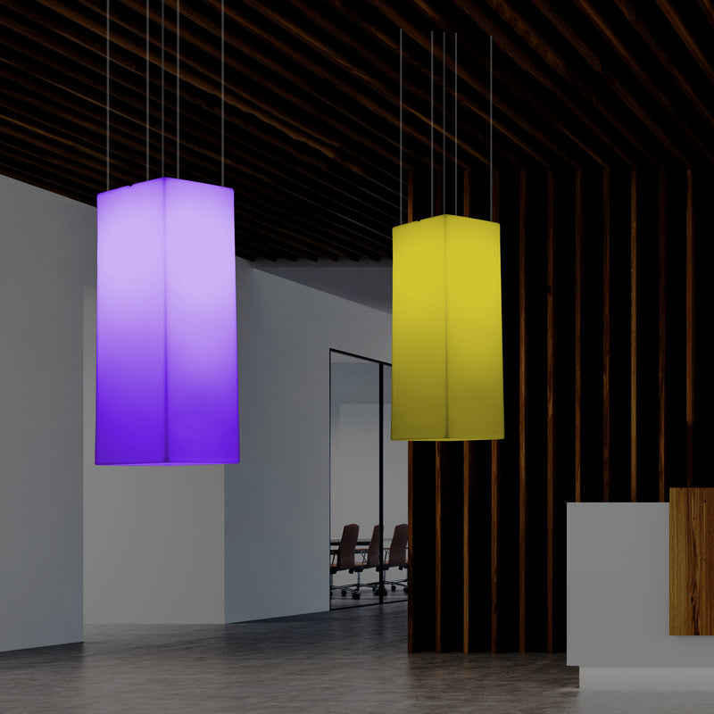 Rektangulær LED Loftlampe, Flerfarvet Aflang RGB Hængelampe, 110 x 30cm, Stemningsbelysning