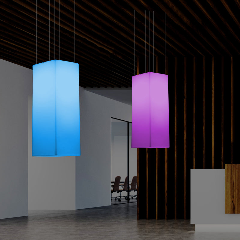 Aflang LED Loftlampe, Flerfarvet Moderne RGB Pendellampe, 80x30cm, Atmosfærisk Lampe