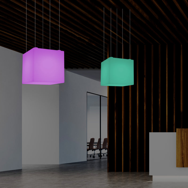 Kasseformet LED Pendlerlampe, Geometrisk SMD RGB Loftlampe, 500 mm, Stemningsbelysning