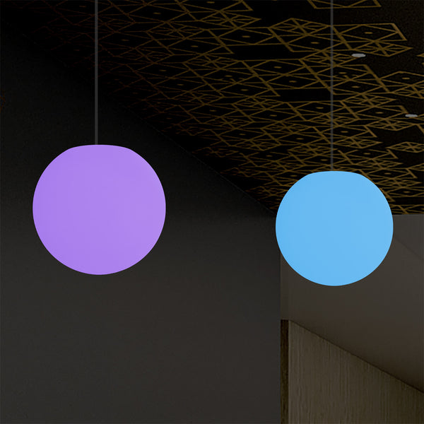Rund Hængelampe, 25cm RGB Flerfarvet Kugleformet Loftlampe, Fjernbetjening
