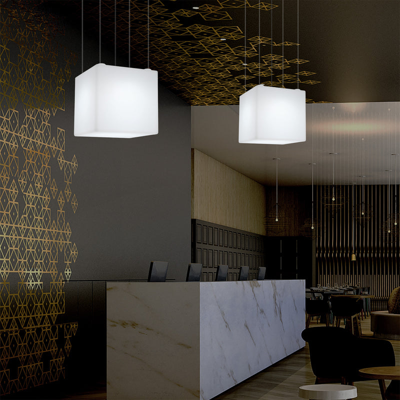 Kasseformet LED Pendlerlampe, Geometrisk SMD RGB Loftlampe, 500 mm, Stemningsbelysning
