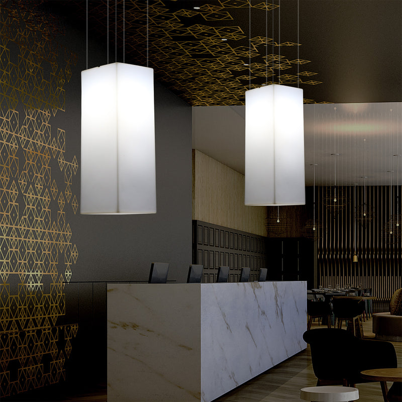 Aflang Hængelampe, Designer LED Loftlampe, 110 x 30cm, E27, Hvid