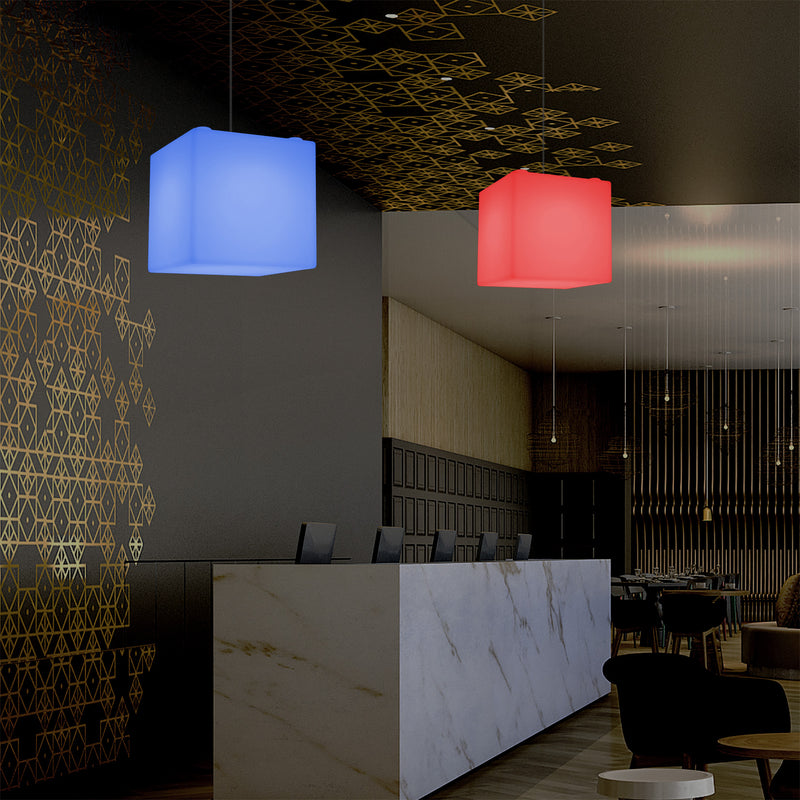 LED Pendellampe Kasseform, Farveskiftende SMD RGB Loftslampe, 300 mm, Stemningsfyldt Lys