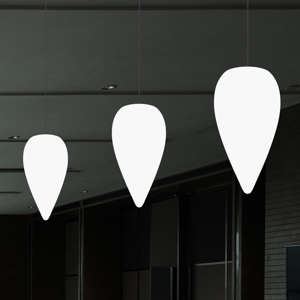 Designer LED Pendler Loftlampe, Unik Dråbeformet Istap E27 Hængelampe, Hvid, 37cm
