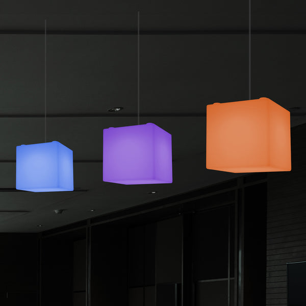 Firkantet Hængelampe, Moderne LED Pendellampe, 20cm, E27, Flerfarvet