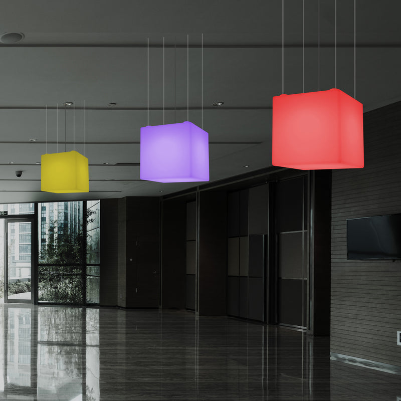LED Pendler Lampe Kasseform, Flerfarvet Moderne RGB Loftslampe, 400 mm, Stemningsbelysning