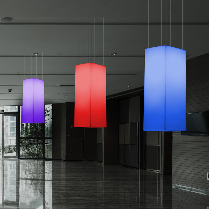 Rektangulær LED Loftlampe, Flerfarvet Aflang RGB Hængelampe, 110 x 30cm, Stemningsbelysning