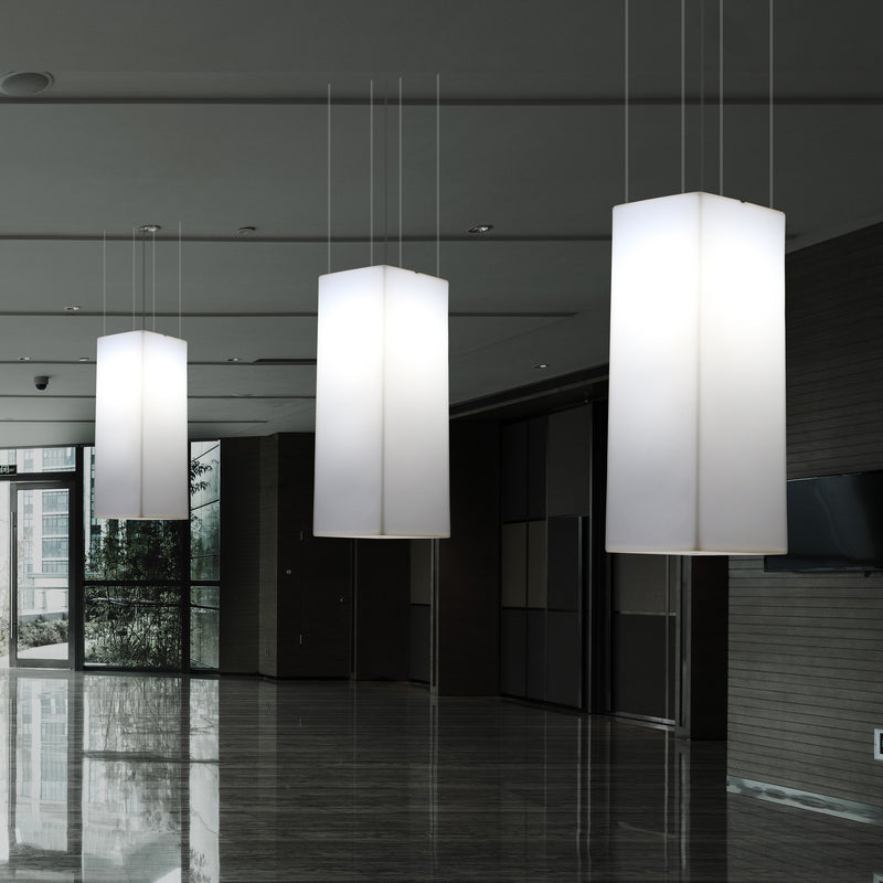 Aflang Hængelampe, Designer LED Loftlampe, 110 x 30cm, E27, Hvid