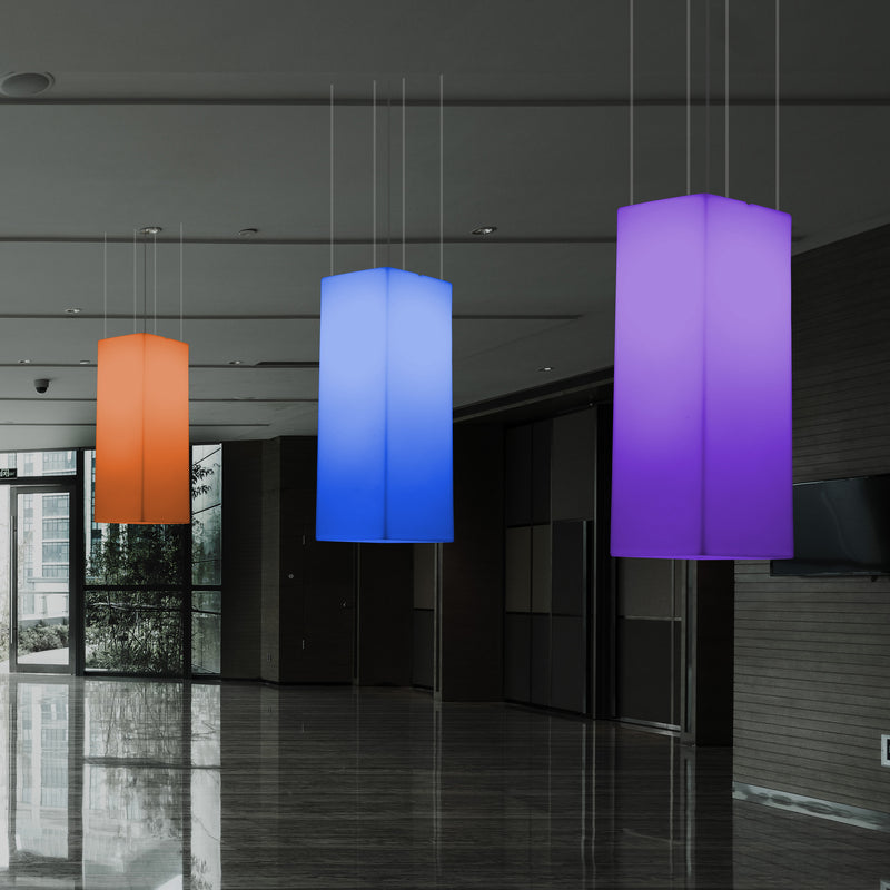 Rektangulær LED Loftlampe, Flerfarvet Aflang RGB Hængelampe, 110 x 30cm, Stemningsbelysning