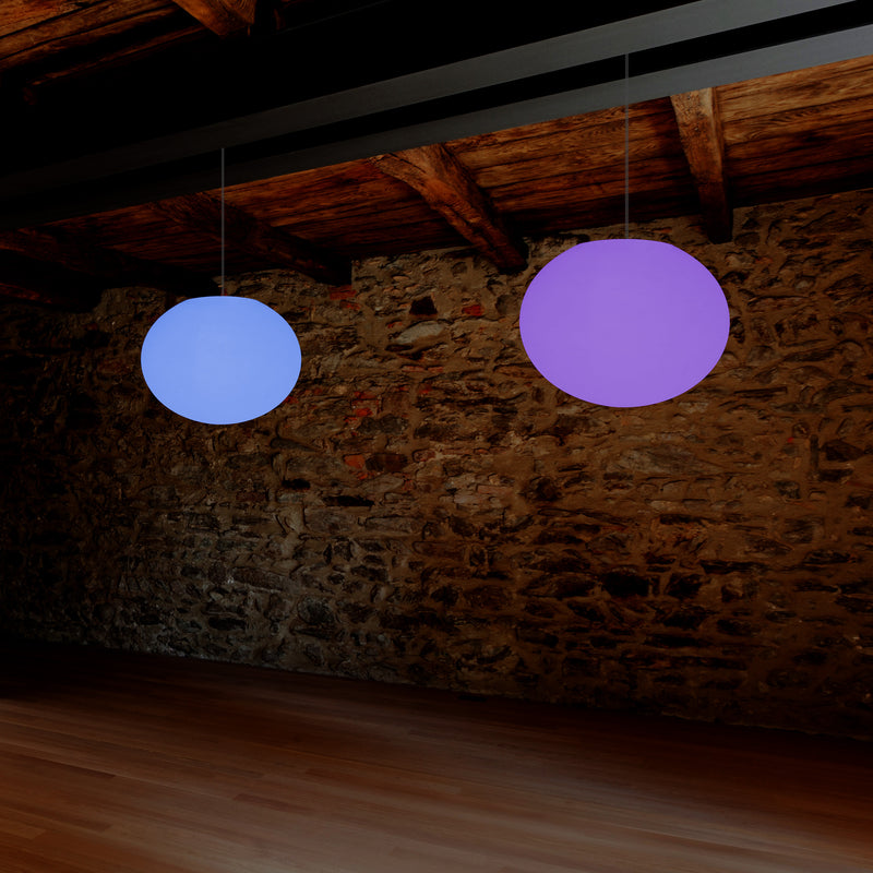 Ellipseformet Loftlampe, Oval Designer RGB Hængelampe, 27 cm, Stemningsfyldt LED Belysning