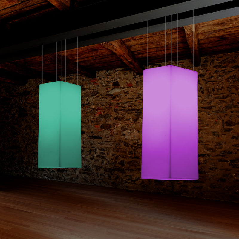 Rektangulær LED Loftlampe, Flerfarvet Aflang RGB Hængelampe, 110 x 30cm, Stemningsbelysning