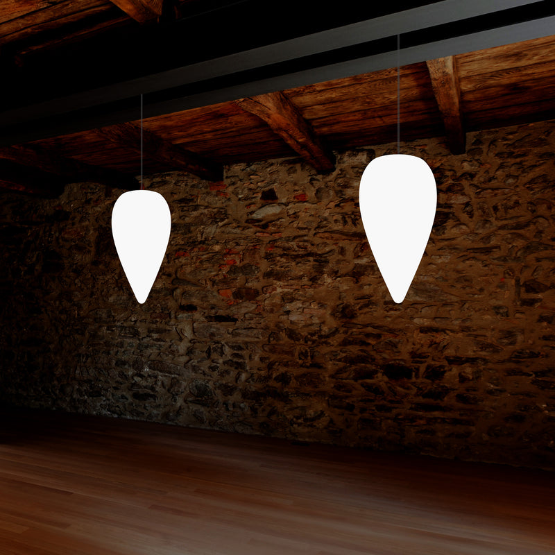 Designer LED Pendler Loftlampe, Unik Dråbeformet Istap E27 Hængelampe, Hvid, 37cm