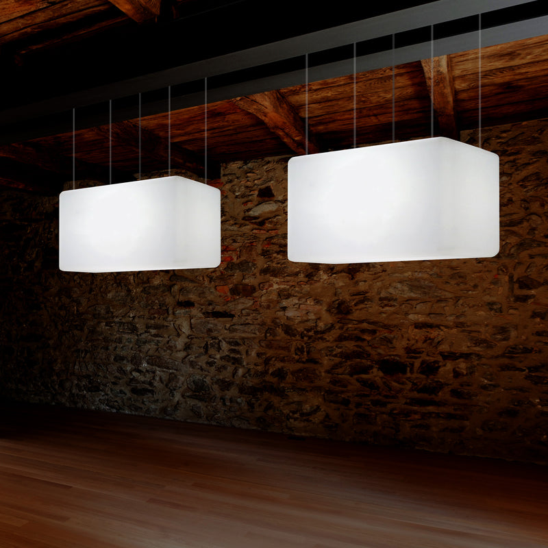Aflang Enkeltstående LED Hængelampe, Designer Køkkenbelysning Loftlampe, 55 x 35cm, E27, Hvid