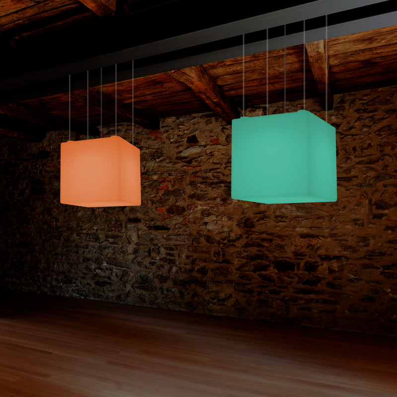 Kasseformet LED Pendlerlampe, Geometrisk SMD RGB Loftlampe, 500 mm, Stemningsbelysning
