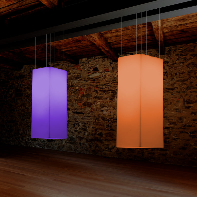 Aflang LED Loftlampe, Flerfarvet Moderne RGB Pendellampe, 80x30cm, Atmosfærisk Lampe