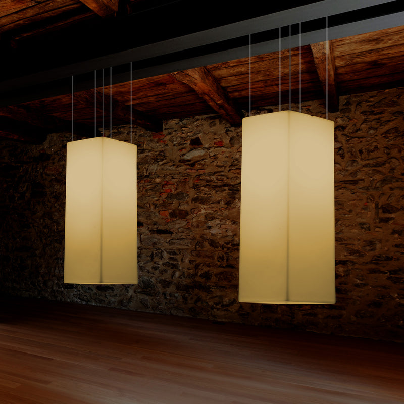 Kasseformet LED Pendellampe, Designer Loftlampe, 80 cm, E27, Varm Hvid