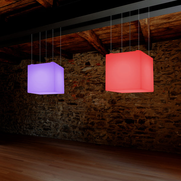 Kasseform LED Pendellampe, Moderne Hængelampe, 40cm, E27, Farveændrende
