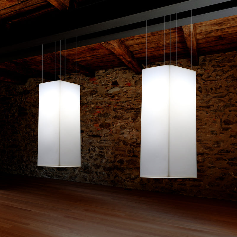 Rektangulær LED Hængelampe, Moderne Pendellampe, 80cm, E27, Hvid