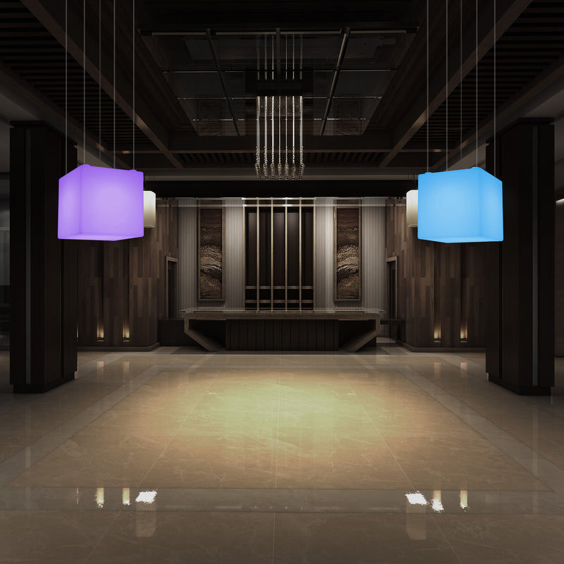 Kasseformet LED Pendlerlampe, Geometrisk SMD RGB Loftlampe, 500 mm, Stemningsbelysning