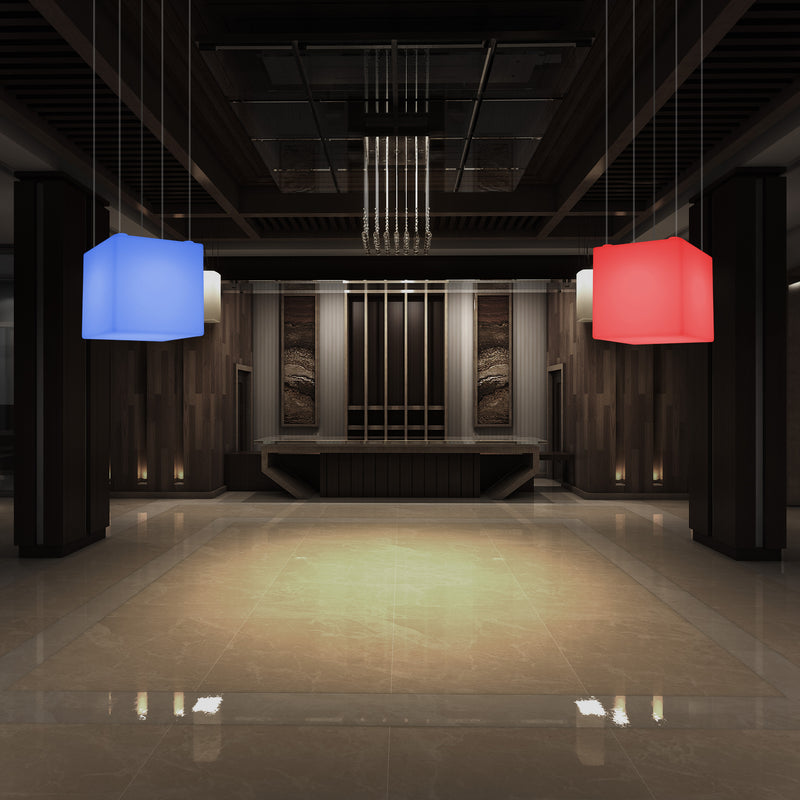 LED Pendler Lampe Kasseform, Flerfarvet Moderne RGB Loftslampe, 400 mm, Stemningsbelysning