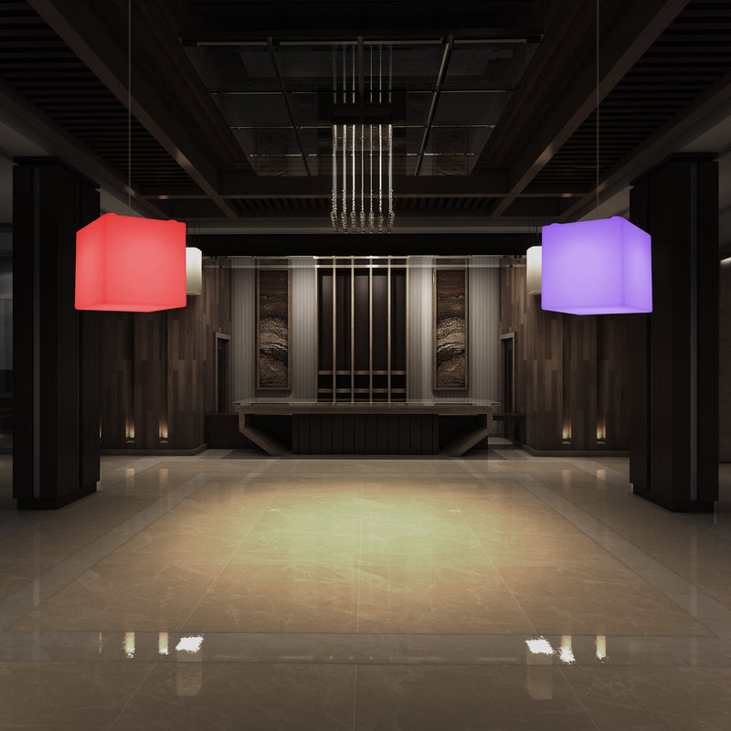 Moderne Loftlampe, Firkantet LED Hængende Lampe, 300 mm, E27, RGB