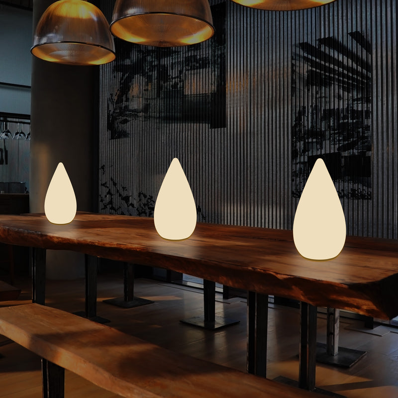 37cm Designer LED Gulvlampe, E27 Dråbeformet Bordlampe til Soveværelse, Varm Hvid
