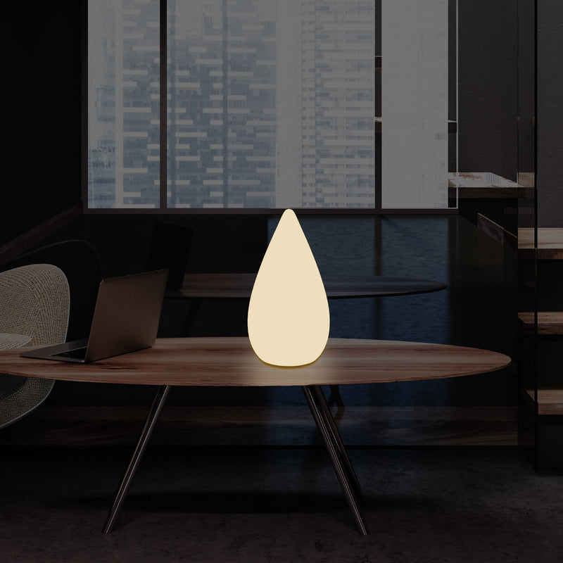 37cm Designer LED Gulvlampe, E27 Dråbeformet Bordlampe til Soveværelse, Varm Hvid