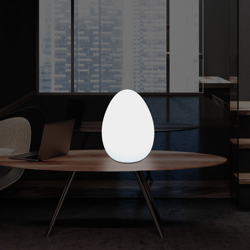Moderne E27 LED Bordlampe til Stue, Værelse, Skrivebord, 37cm Æggeformet Lampe, Hvid