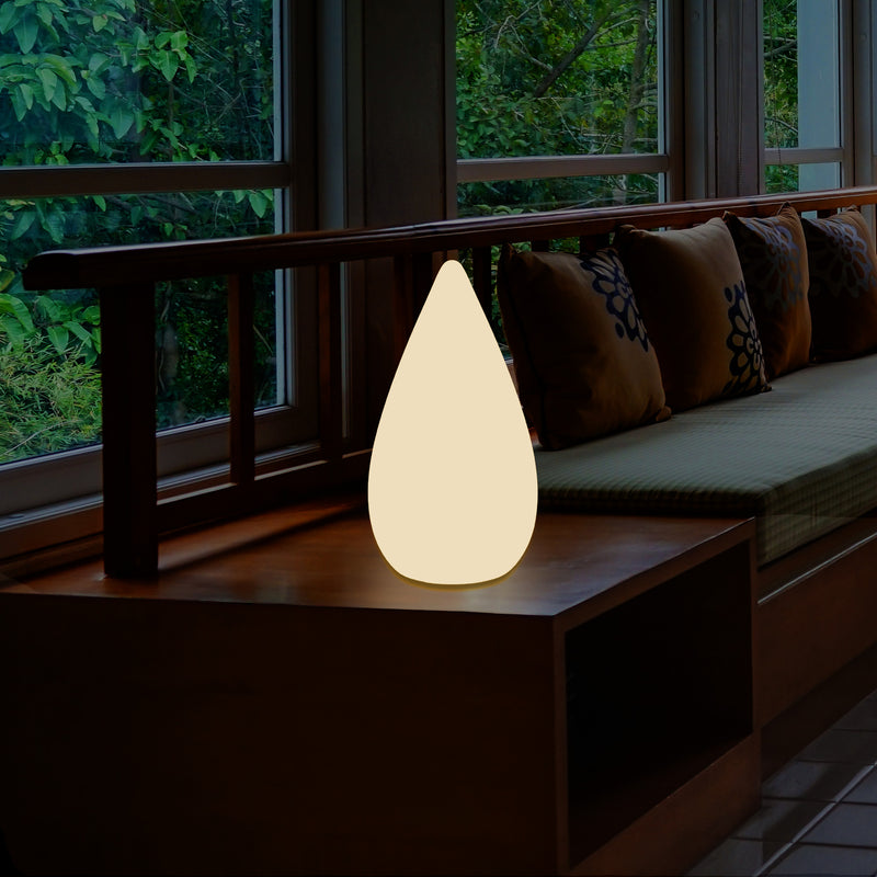 37cm Designer LED Gulvlampe, E27 Dråbeformet Bordlampe til Soveværelse, Varm Hvid