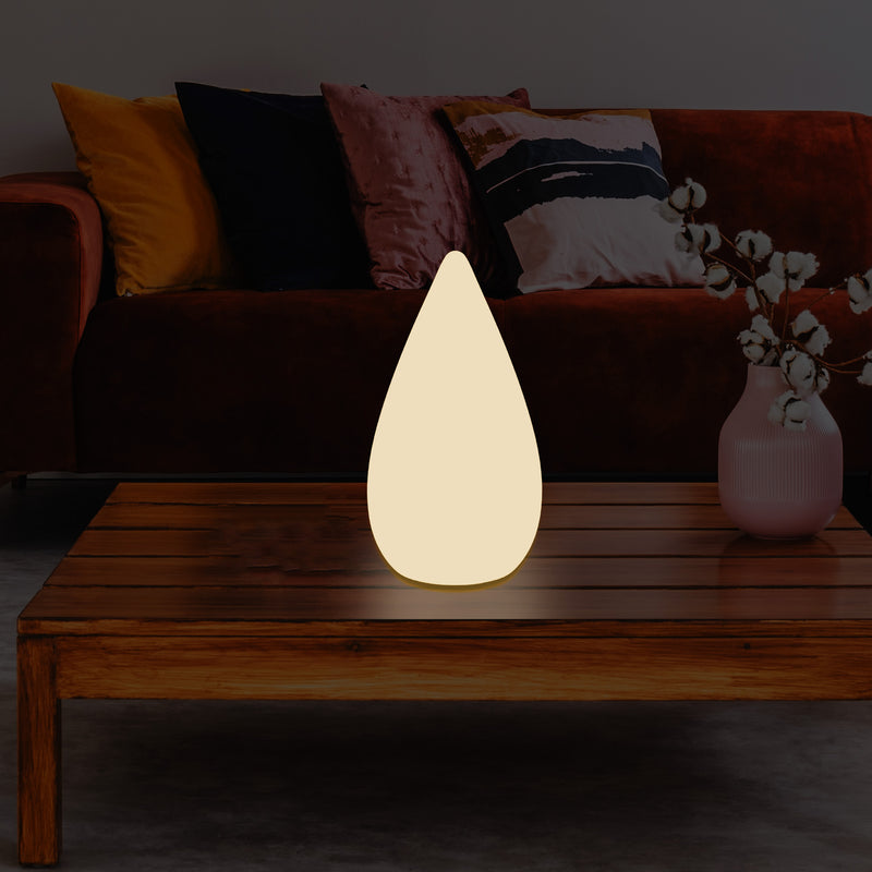 37cm Designer LED Gulvlampe, E27 Dråbeformet Bordlampe til Soveværelse, Varm Hvid
